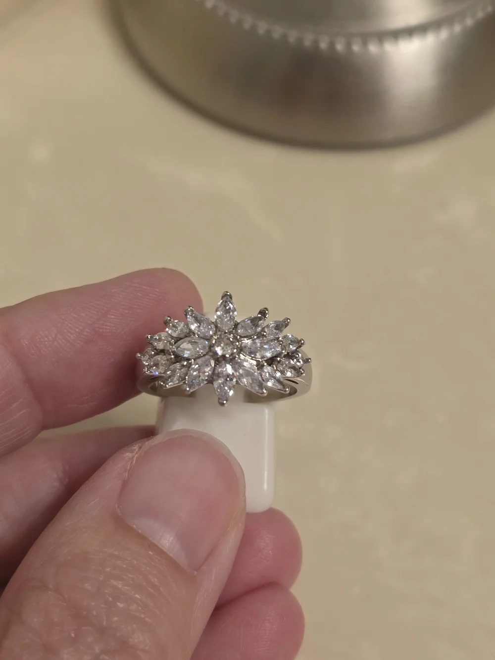 Silver and CZ Cluster Ring Size 8